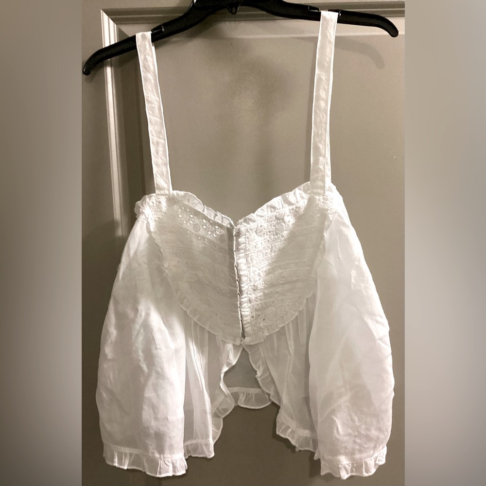 NWOT Free People Embroidered White Cotton Tank Size XL